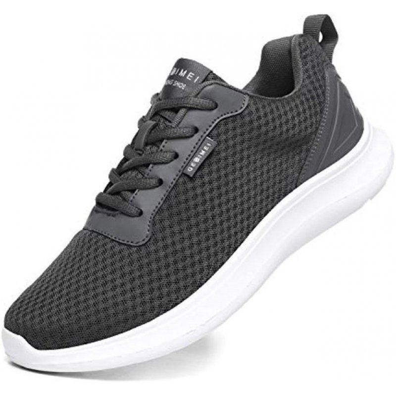 GESIMEI Men's Breathable Mesh Tennis Shoes Comfortable Gym Sneakers Lightweight Athletic Running Shoes Darkgrey(upgrade)